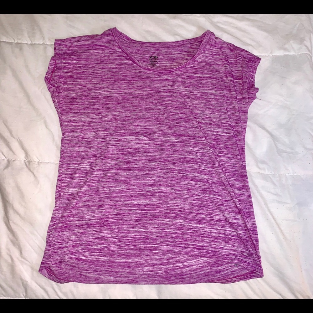 Thin purple workout shirt.